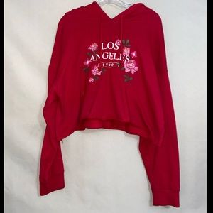 L.A. Hearts Pacsun Los Angeles cropped red hoodie